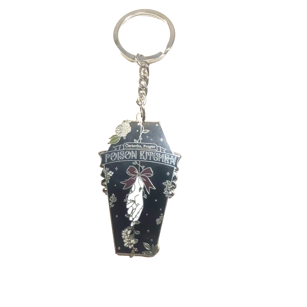 Owlcrate Poison Kitchen Prague Casket Keychain Metal Enamel Black Silver